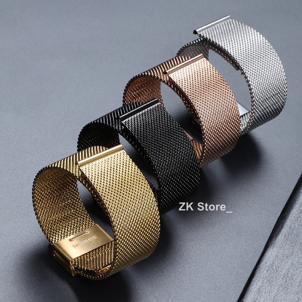10-22mm Universal Milanese Armband Mesh Edelstahl Straps Handgelenk Gürtel Armband Schwarz Silber Gold Rose für Männer frauen Bands