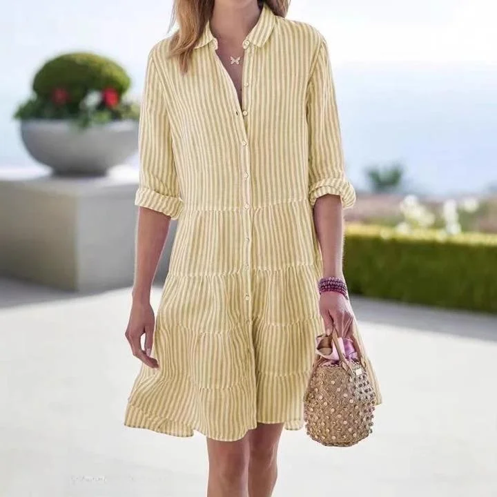 Dames lang gestreept irt Dr losse taille polyester A-lijn rok lang Sve Busin casual faion enkel stuk herfst