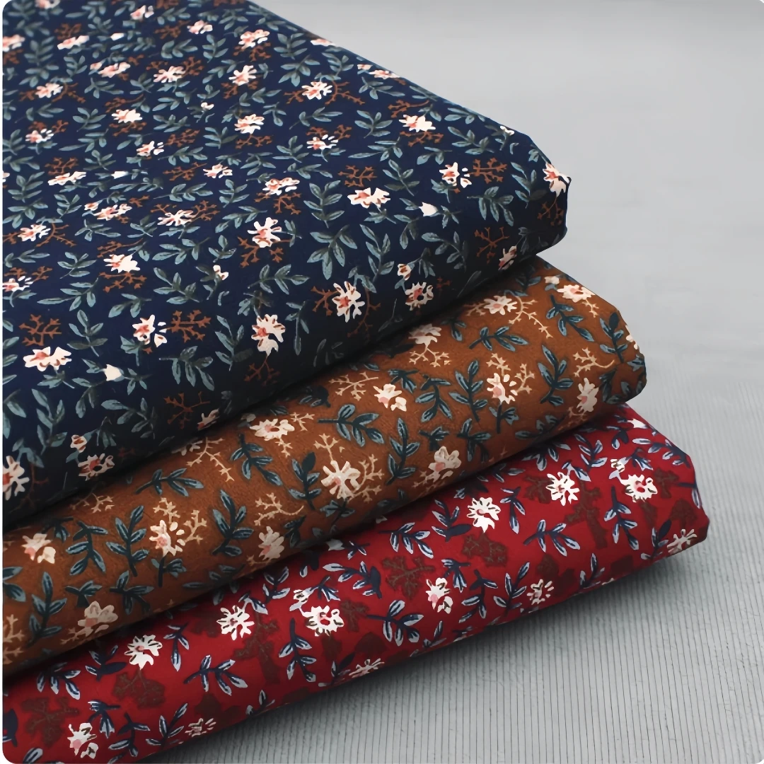 140x50cm Color oscuro estilo campestre 40s tela de algodón con estampado Floral para camisa vestido tela de costura de tejido liso