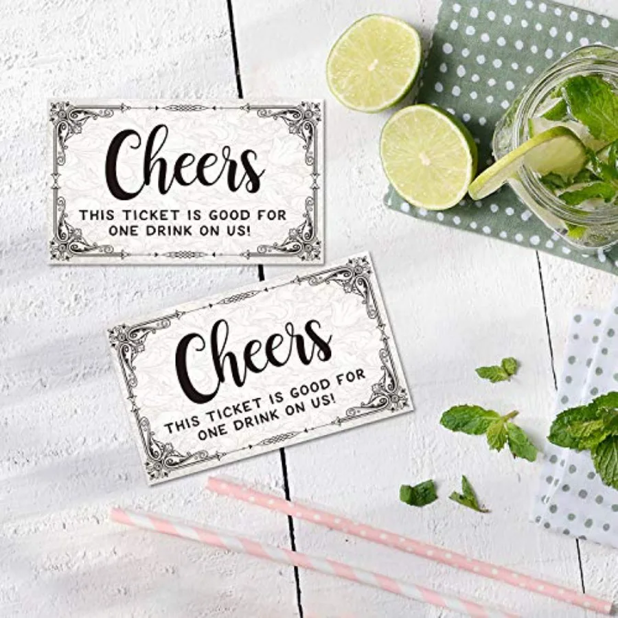50 تذكرة للمشروبات المجانية - تذاكر مشروبات الحفلات لحفلات الزفاف والمناسبات والعمل وحفلات العمل. كحول نبيذ البيرة المجاني واحد #5