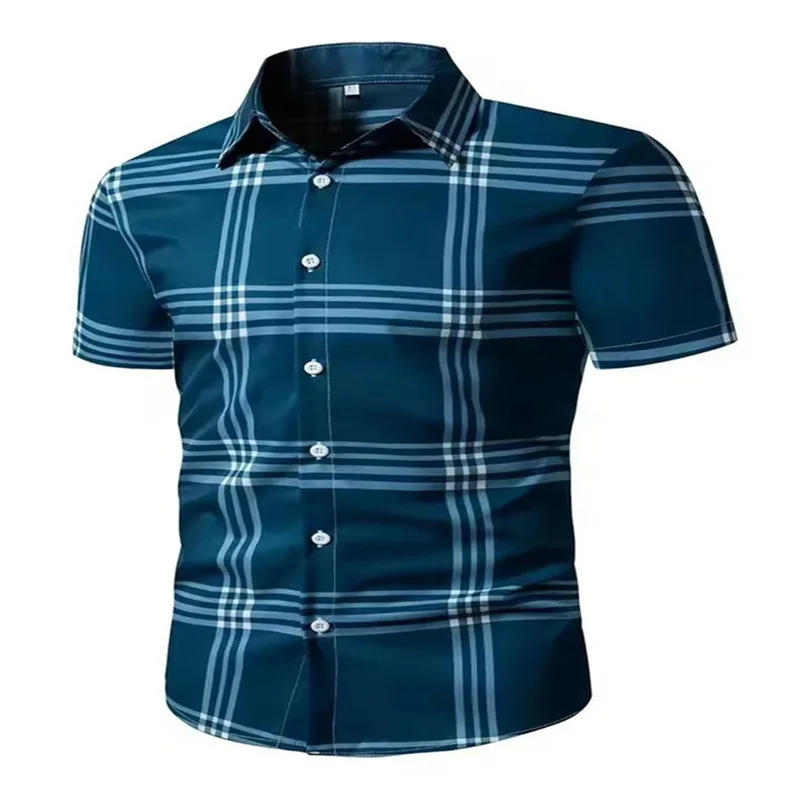 New style plaid shirt, multi-color casual men's shirt suitable for daily wear, summer polo short sleeve, 5XL, fast delivery.