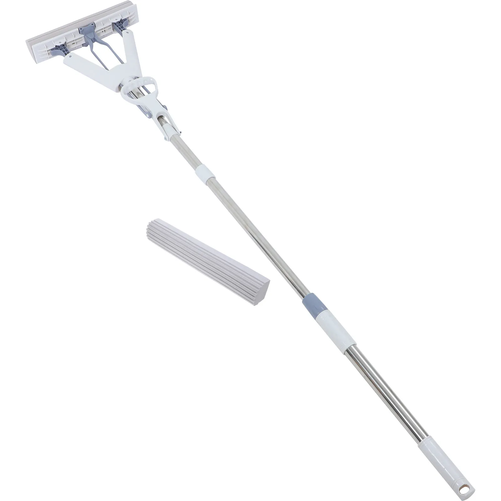 1Set Folding Squeeze Mop Stainless Steel Dual Use Wet Dry Household Floor Cleaner Absorbent Lazy Mop for Tile Marble Wood