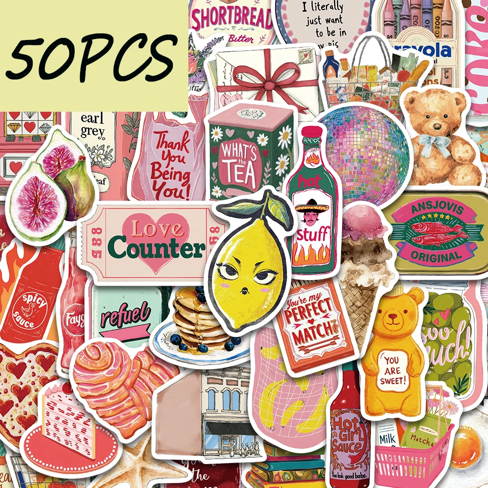 

50PCS Aesthetic Series Graffiti Stickers, suitable for decorating phone cases, guitars, water cups, diaries, waterproof stickers