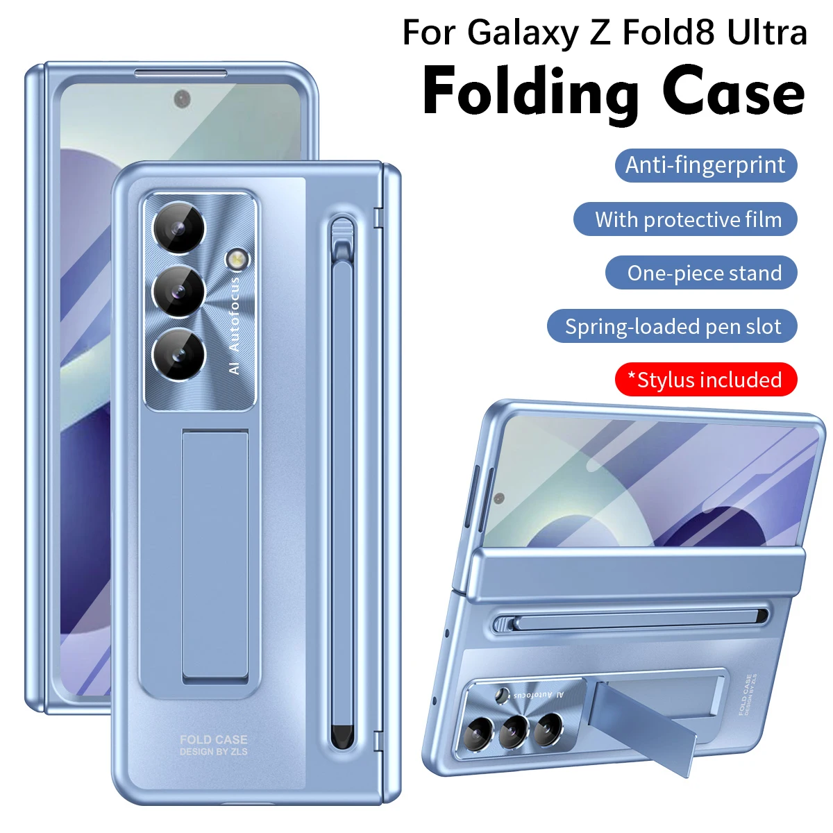 For Samsung Galaxy Z Fold 7 8 Ultra Phone Case Front Protection Film PC Shell Protection Hinge With Pen Holder Back Cover