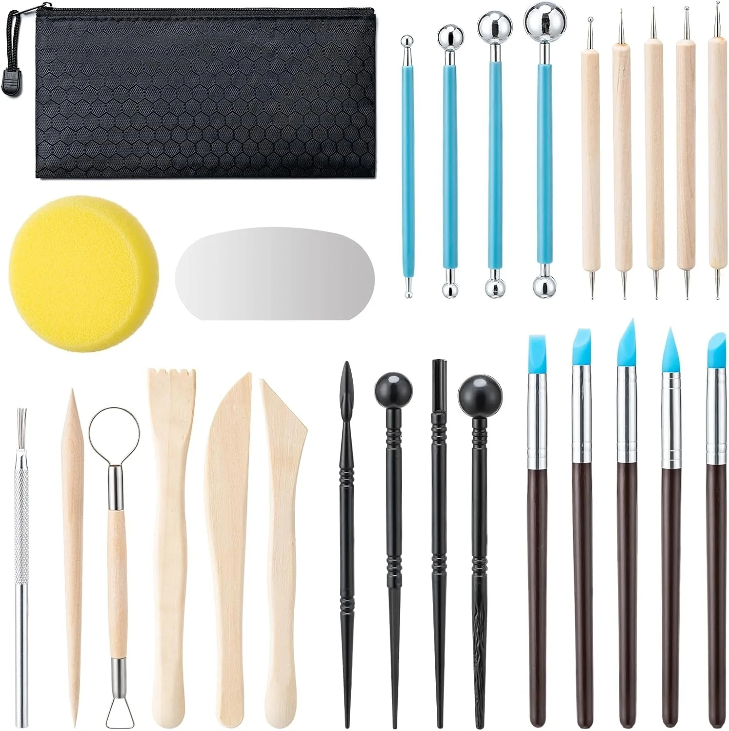 

27 PCS Practical Polymer Clay Sculpting Tools, Air Dry Clay Tools Set for Pottery Dotting, Carving, Drawing, Modeling, Shaping