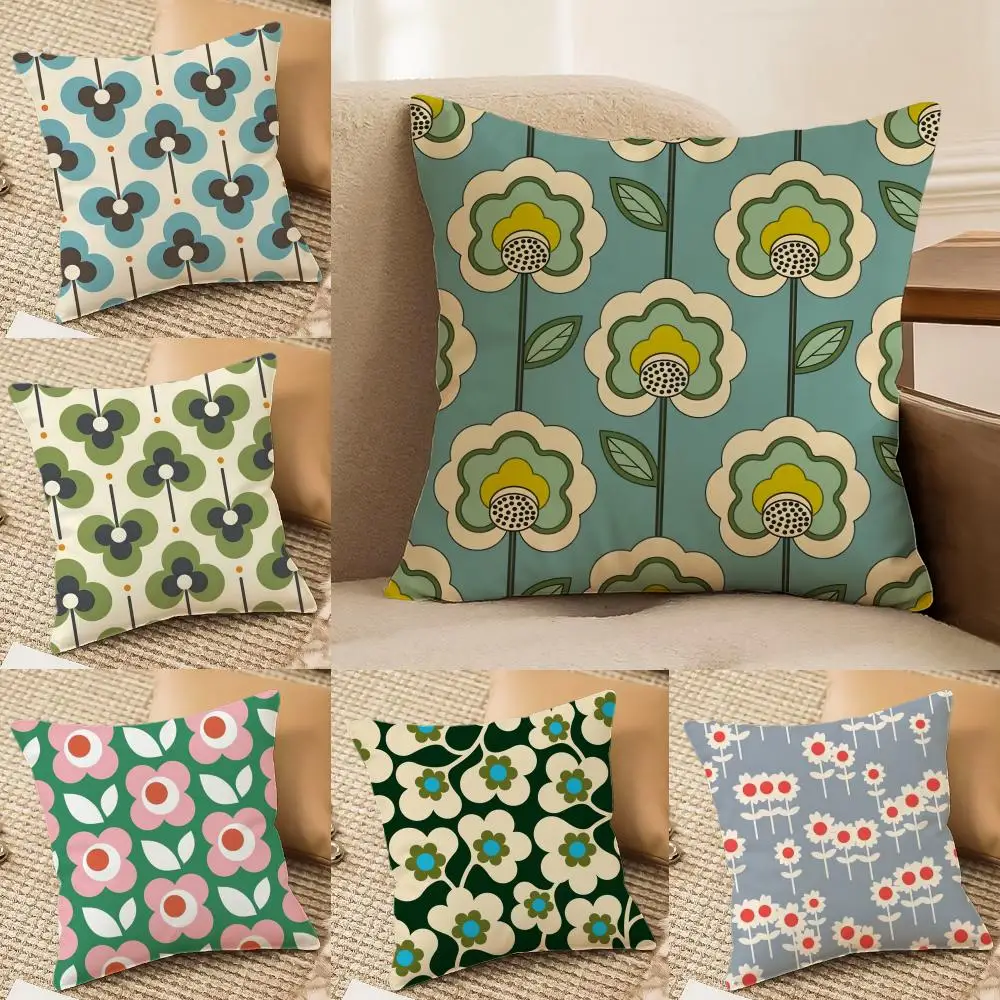 O-Orla K-Kiely Flower Cushion Cover Soft Plush Double-Sided Decorative Pillow Cover Cozy Sofa Cushion Case Living Room Home Gift