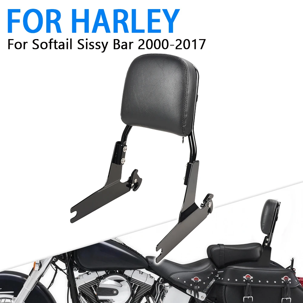

For Harley Softail Heritage Classic 2000 - 2017 Motorcycle Accessories Rear Detachable Sissy Bar Backrest Cushion