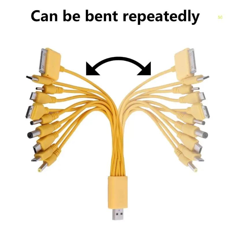 Yellow USB Cable Multi Charging Cable for Multiple Devices USB Connectors Dropshipping