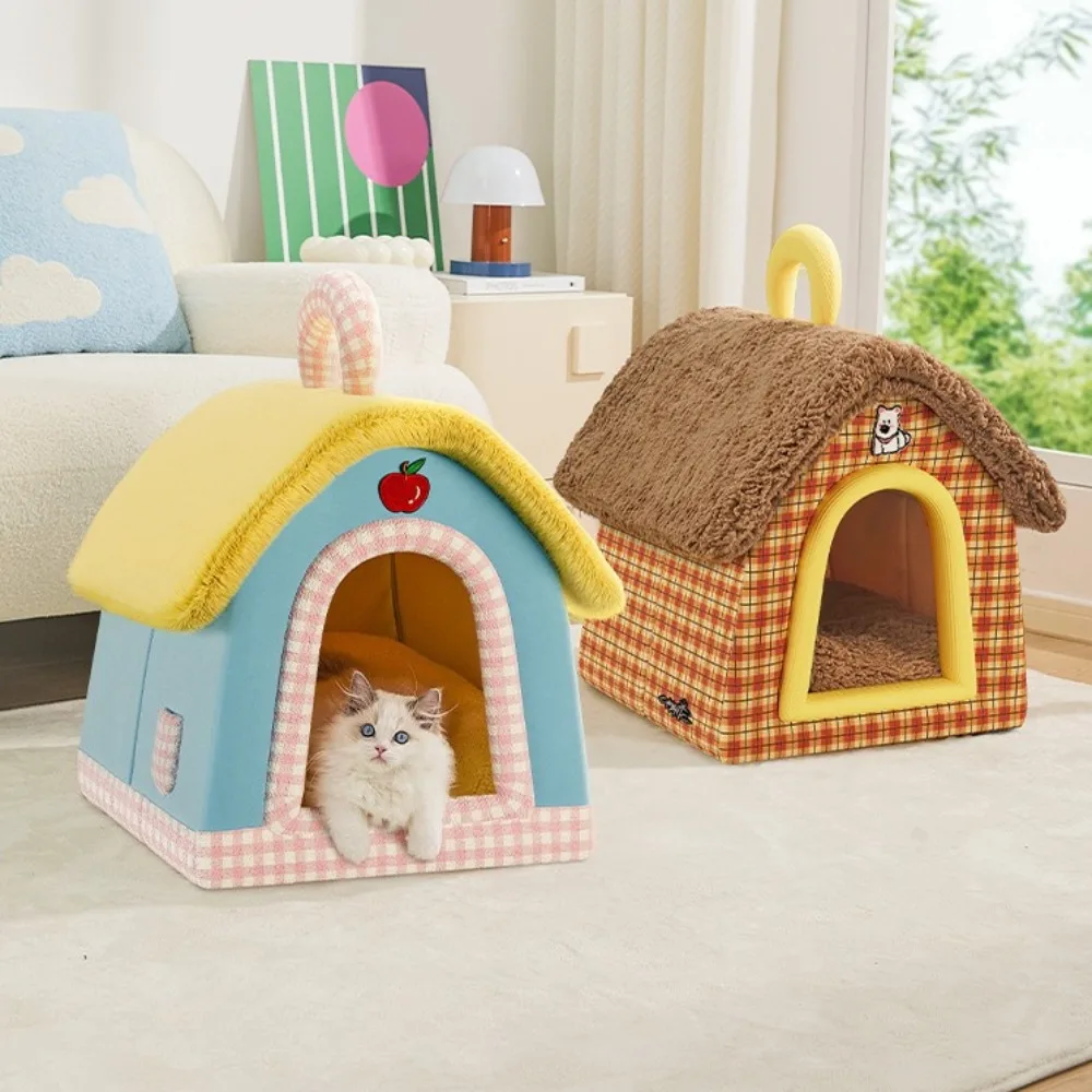

Pet Nest Winter Warm Cat House Detachable and Washable Creative Closed Cat Beds Sleeping Small Dog Nest Accessories for Cats