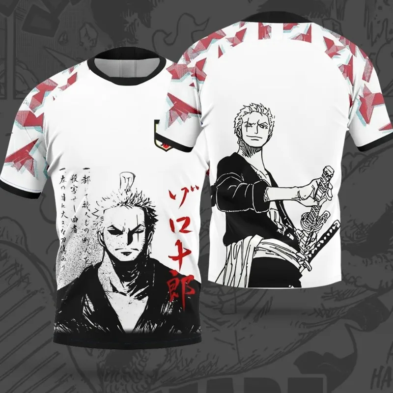 One Piece Roronoa Zoro Wano Country 3D All Over Print Breathable Ink Wash Anime Streetwear Short Sleeve Unisex Casual Tee