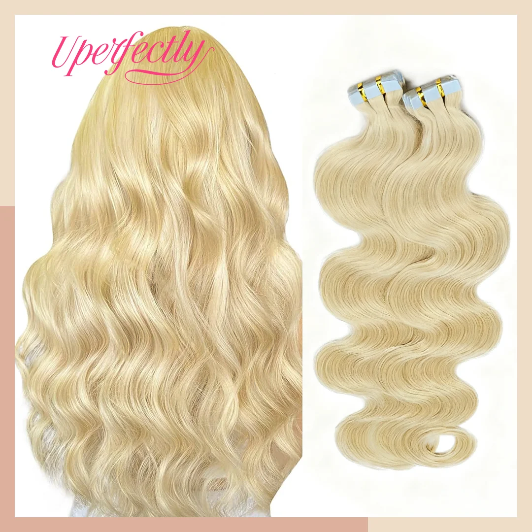 

Лента из 100% человеческих волос Remy для наращивания, бесшовная лента для утка кожи, настоящие человеческие волосы, объемная волна, лента Ins 14-22 дюйма, естественное качество салона