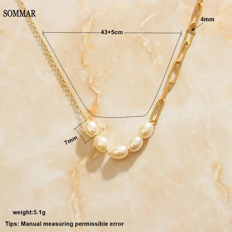 SOMMAR Xmas Gift PVD Gentlewoman collar necklace Stitching chain pearl necklace tattoo choker wedding decoration