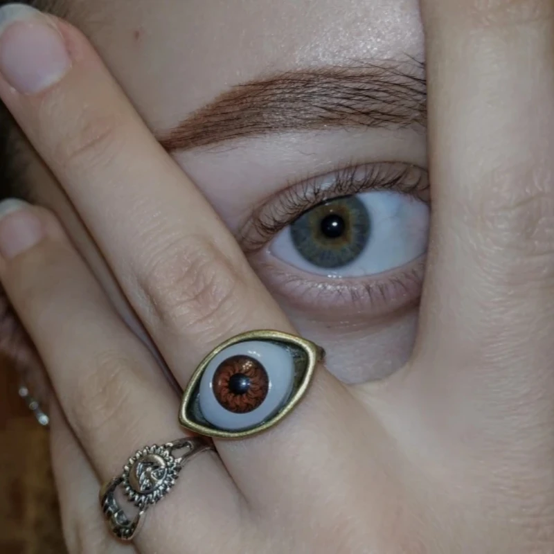 Punk Eyeball Rings for Men Women Unisex Evil Eye Vintage Halloween Jewelry Wholesale Exaggerated Gothic Rings Gift Кольца