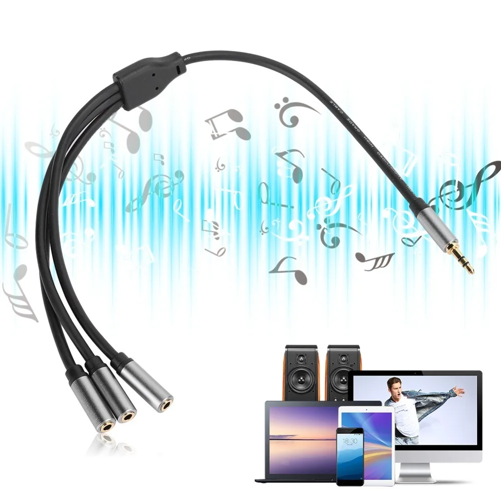 1 Male to 3 Female Stereo 3.5mm Splitter Plug-and-Play 0.3m/11.8in Length Stereo Audio Splitter 3 in 1 Audio Splitter Cable