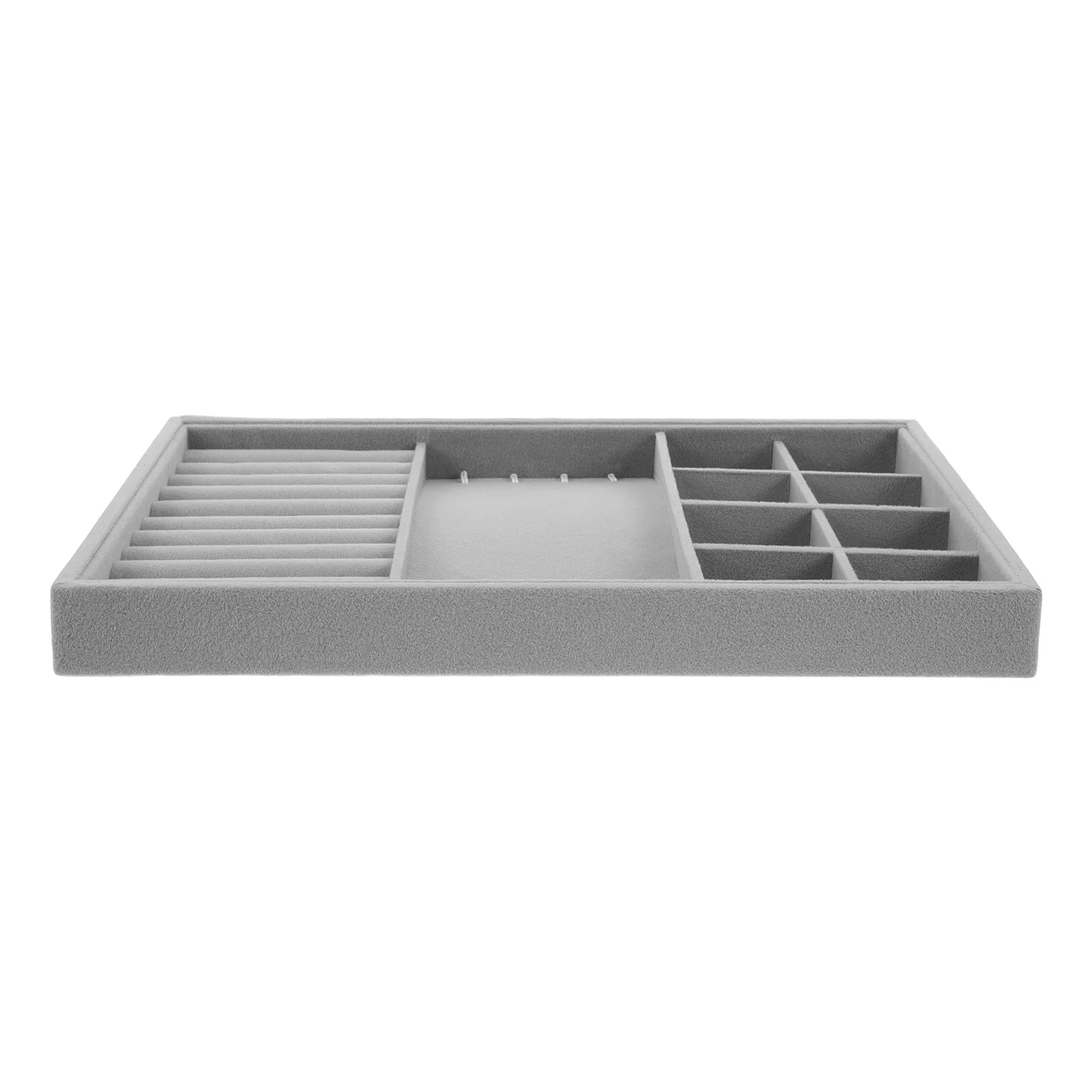 

Gray Large Capacity Jewelry Box Velvet Ring Earring Storage Organizer Tray Accessories Display Case Soft Lining Grey Drawer