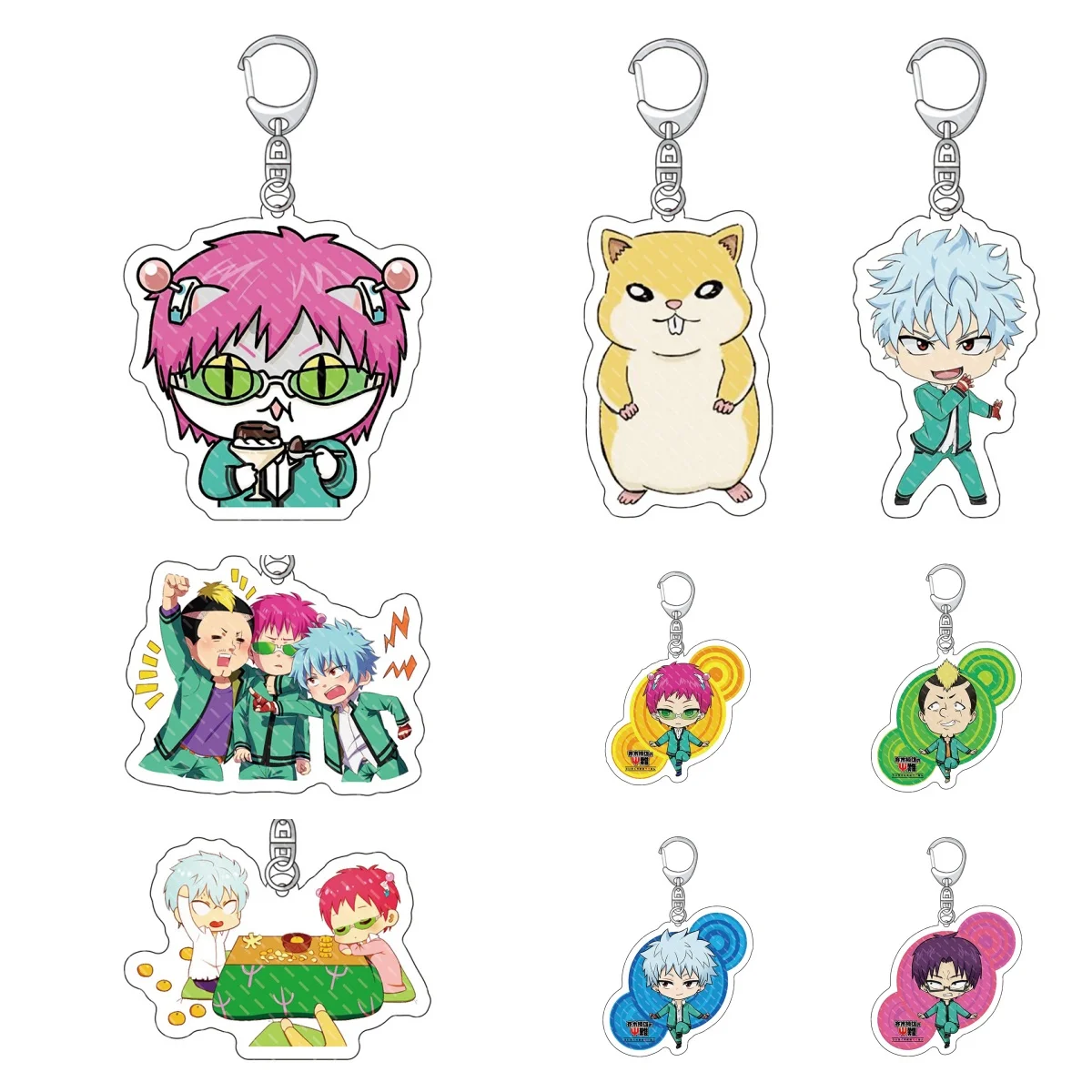 6CM Anime The Disastrous Life of Saiki Kusuo Acrylic Keychain Saiki Kusuo Teruhashi Kokomi Figure Pendant Keyring Jewelry