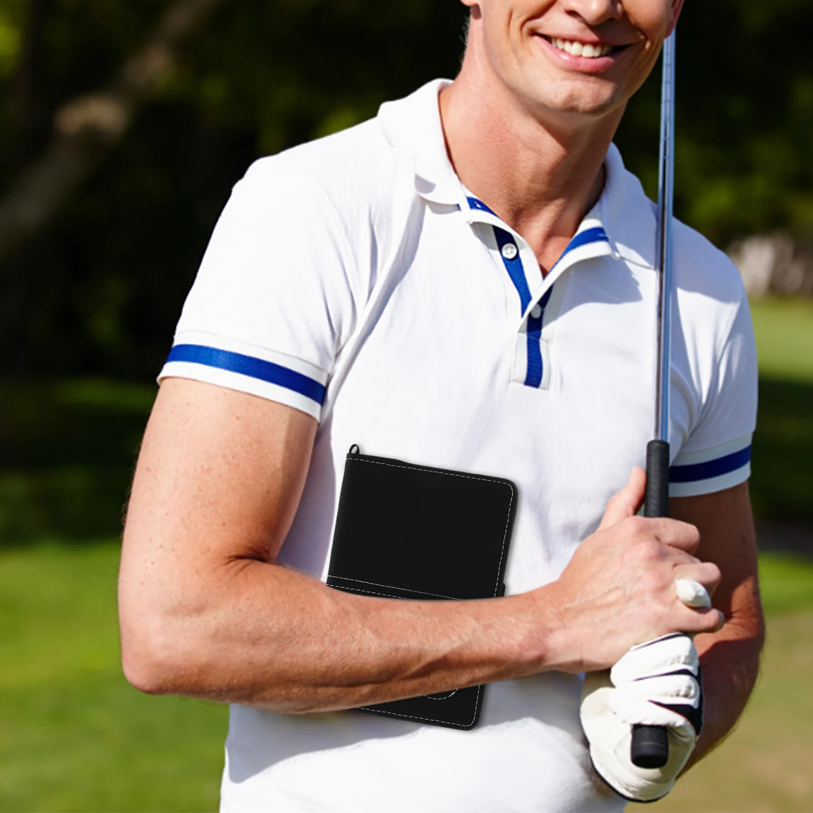 

Golf Scorecard Holder Lightweight Scorebook Cover Black Pu Design Durable Protective Notebook For Competition Rounds