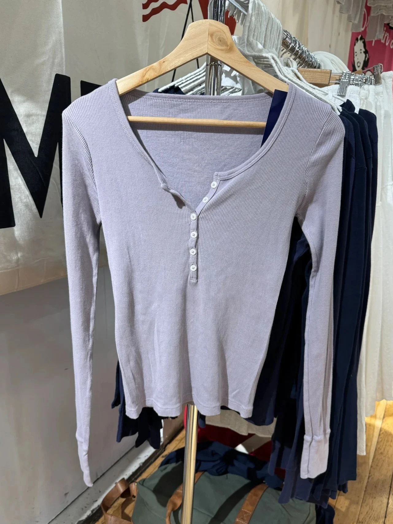 Taro Purple Ribbed Patchwork Long Sleeve Tees Women Autumn Simple Basic Buttons O-neck Tshirt Female Sweet Cute Cotton T-shirts