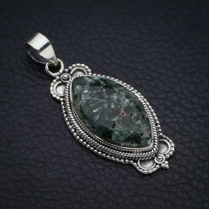 

Hesy® Natural Seraphinite Handmade 925 Sterling Silver Pendant 1.75" F4314