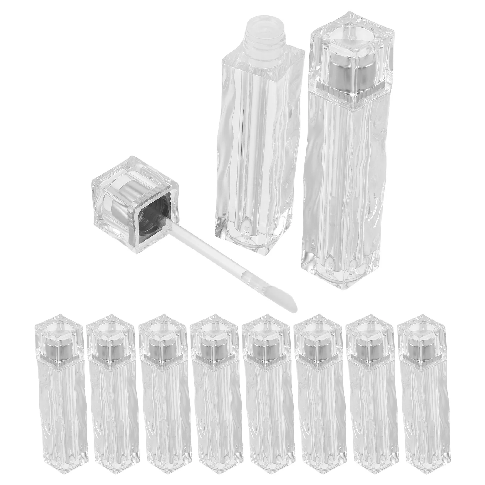

10Pcs Transparent Lip Gloss Tubes Crystal Design Empty Lipstick Containers Refillable for DIY Travel Daily Use