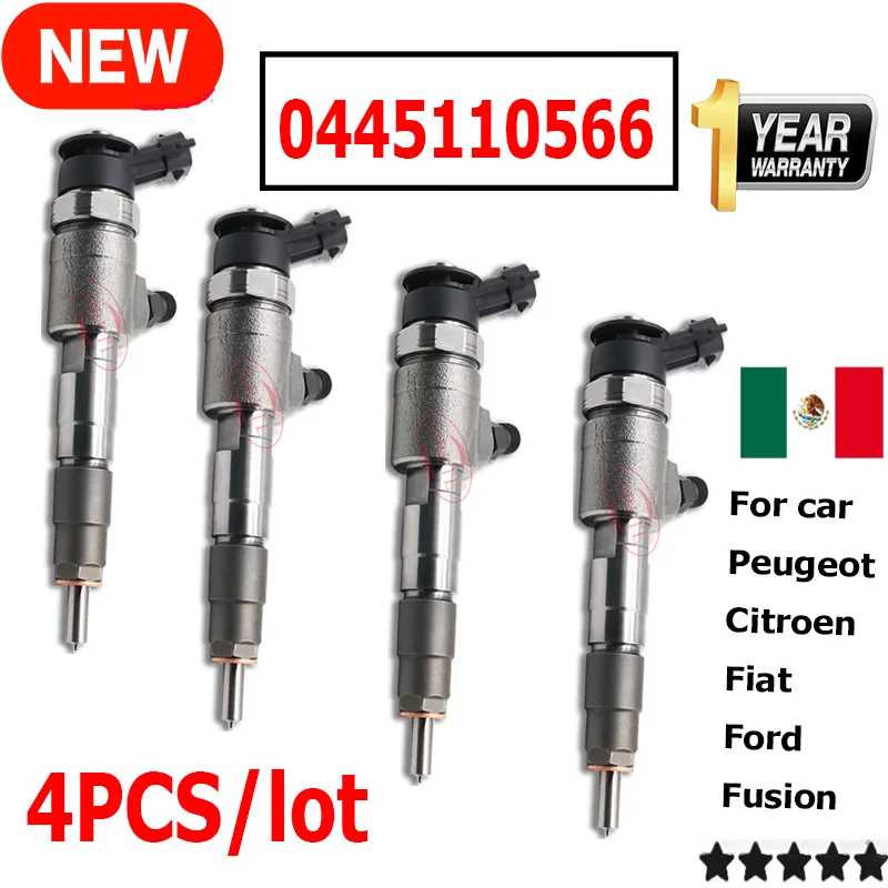 4 PCS 0445110566 NEW DIESEL FUEL INJECTOR Nozzle 0445110565 9802776680 For Peugeot 308 508 Citroen C4 C4 DS Fiat Ford ORLTL