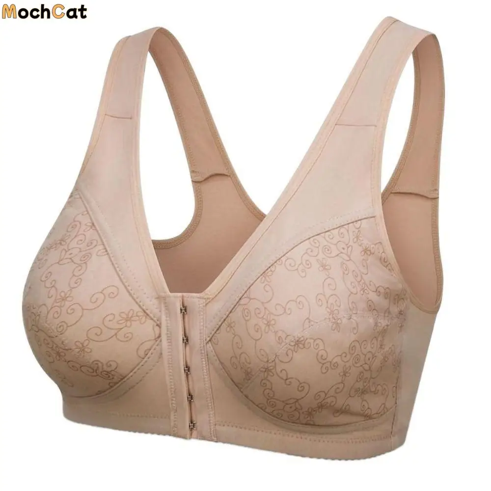 

Soft Thin Front Button Bra Convenient Plus Size Elderly Bra Intimates Widen Straps Women Wireless Bra Elder