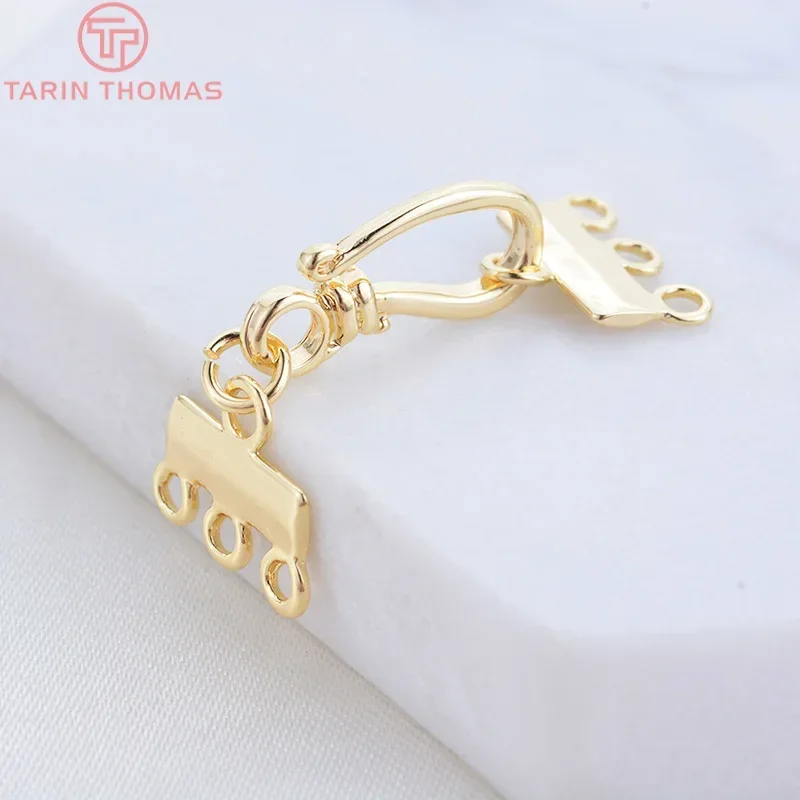 (3300) 6PCS Length 35MM 24K Gold Color Brass Necklaces Bracelets Connect Clasps High Quality Diy Jewelry Findings Accessories