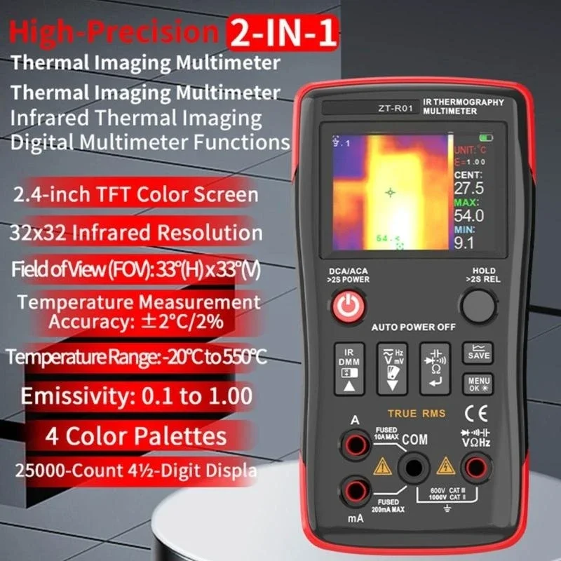 Thermal Imaging Multimeter Real Time Temperature Monitoring Precisions Instrument For Electrical Maintenance H8WD