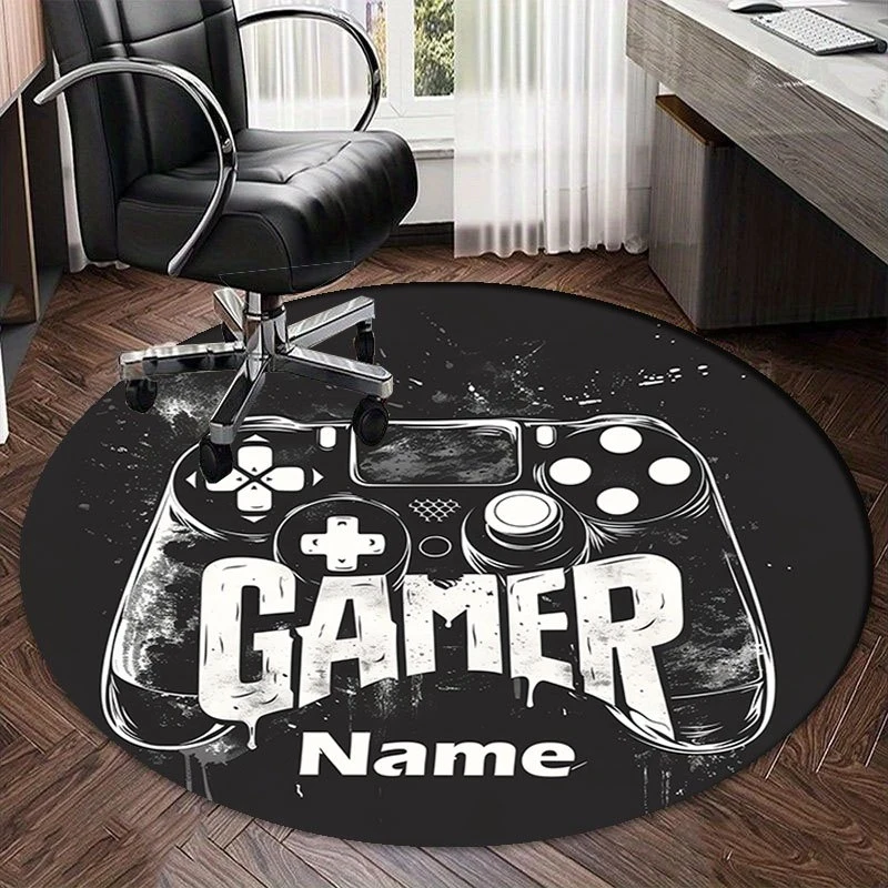 VIKAMA Gamepad Round Carpet Non Slip Game Room Office Swivel Chair Cushion Living Room Sofa Bedroom Rug Home Decor