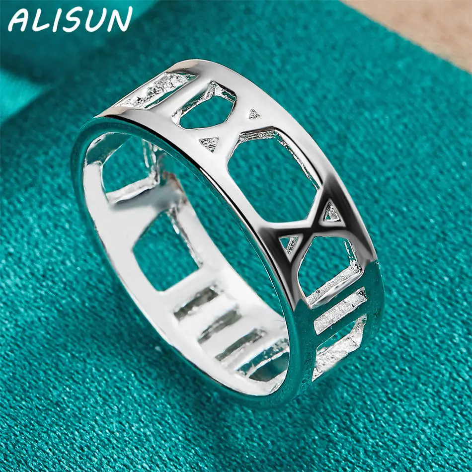 ALISUN 925 فضة الأرقام الرومانية الدائري للنساء الرجال مجوهرات الأزياء خمر نعمة سحر نوبل هدايا عيد ميلاد الحزب