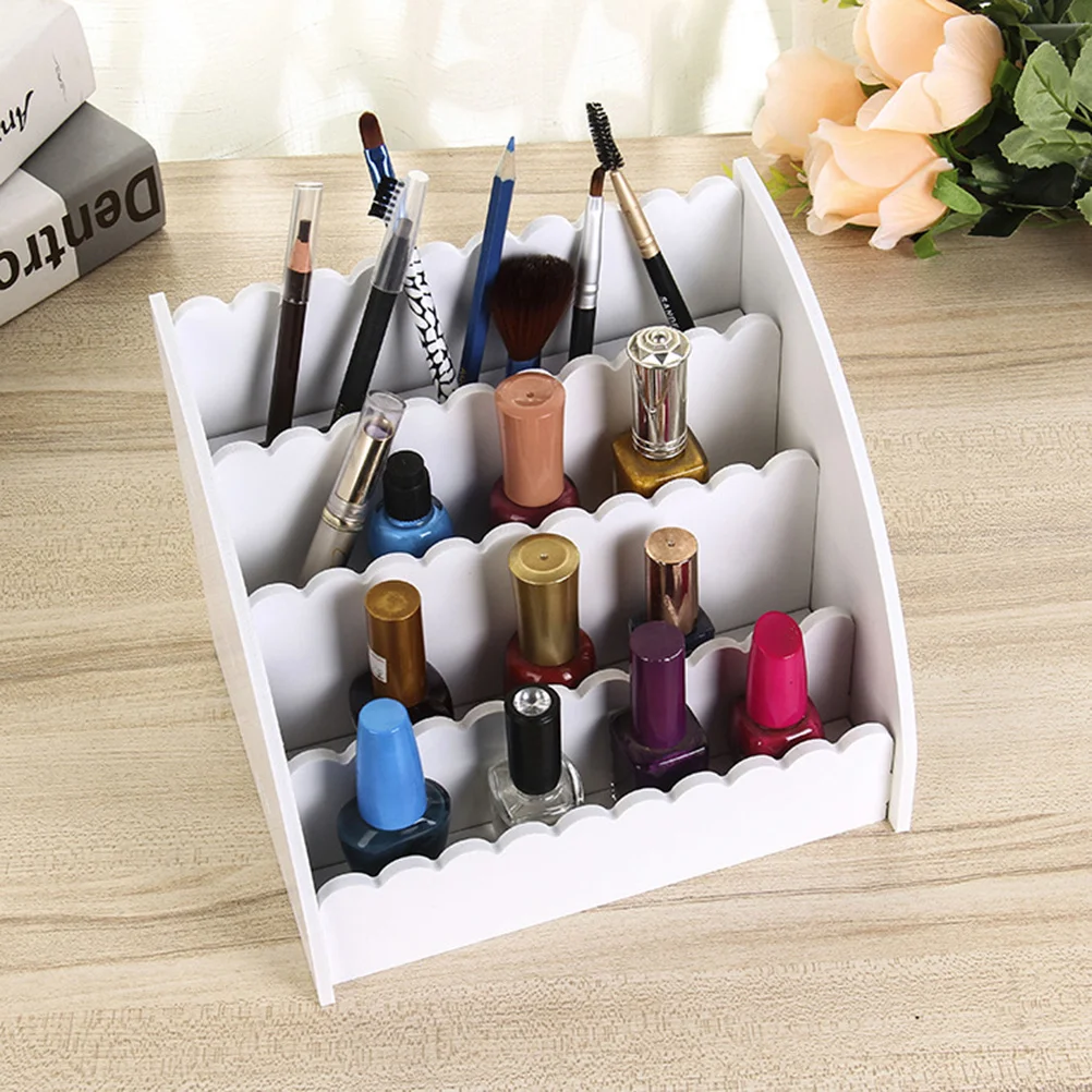 

Multipurpose Desktop Makeup Storage Box 4 Compartments Organizer Space Saving Office Accessories Holder