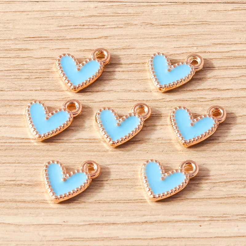 30 stücke 9x9mm süße kleine Emaille Liebe Herz Charms Anhänger für Schmuck machen Tropfen Ohrringe Halsketten Armband DIY Bastel bedarf – Detail 4