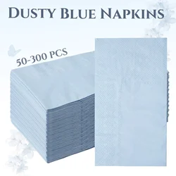 50-300PCS 2-ply Paper Napkins Dusty Blue Dinner Napkins Soft Hand Towel For Wedding Birthday Party Baby Shower 13x15.75 Inch