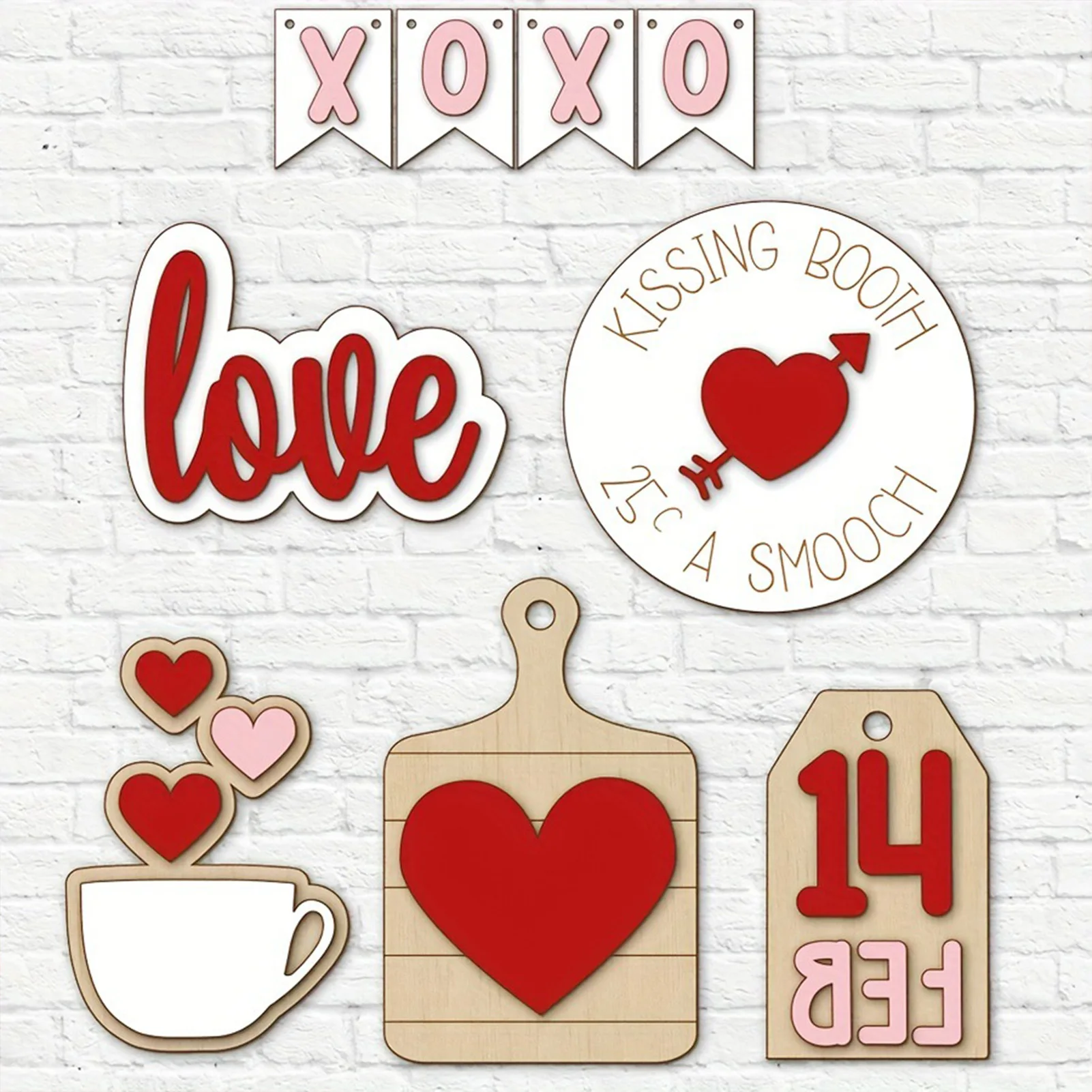 Valentines Wooden Signs Tray Set with Quality Material and Craftsmanship Ornament Suitable for Entryway Cabinet Counter