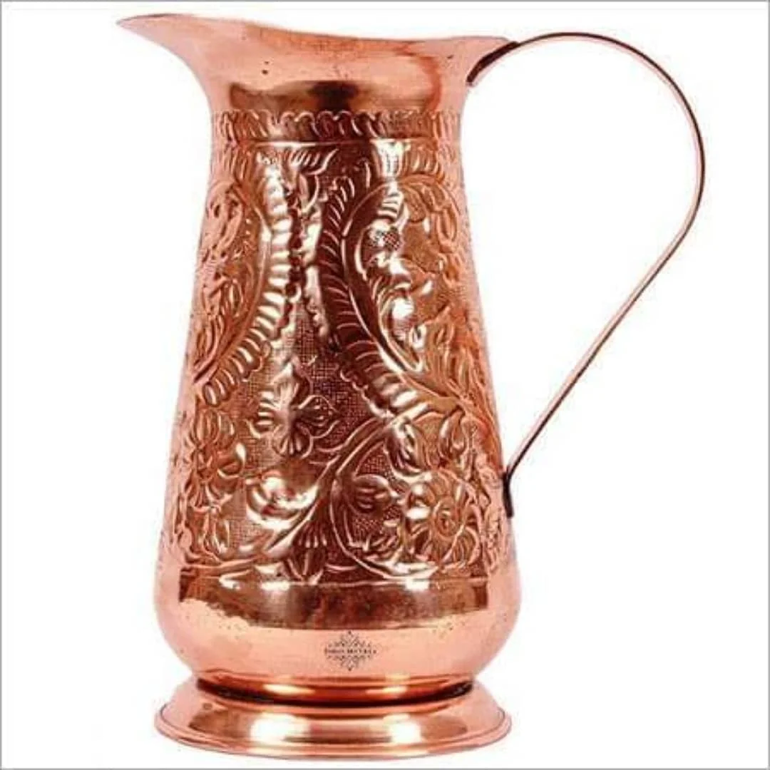 Bestest Design Tableware Copper Water Pitcher Jug Premium Quality Kitchen Tools Drinking Jug Antique Hand Made with Handle Shiny