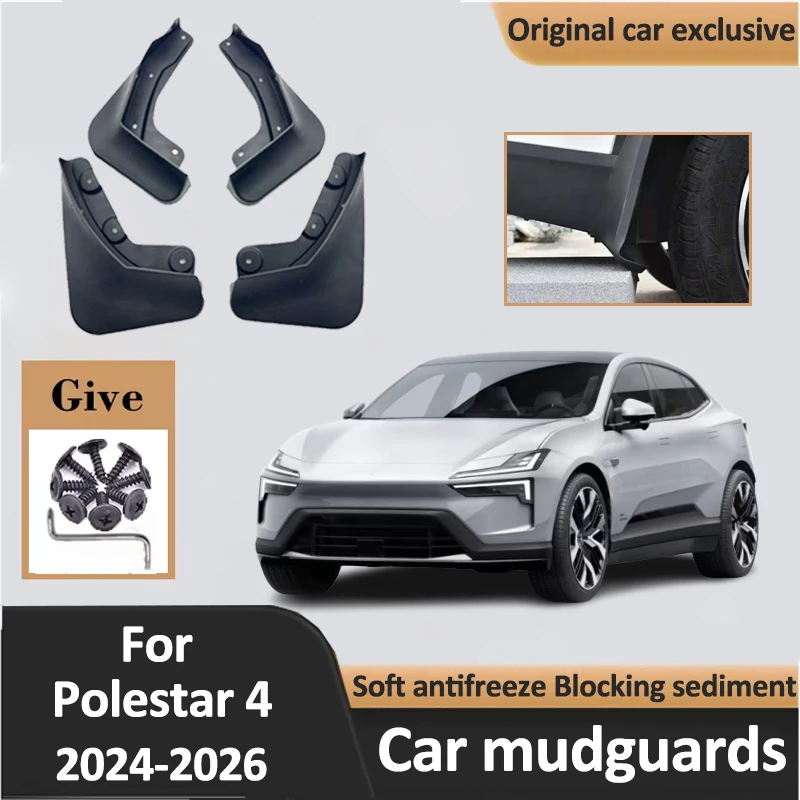 

4PCS Car MudFlap For Polestar 4 Car Accessories 2024 2025 2026 Mud Flaps Plate Auto Wheel Cover Mudguards Splash Guards Fender