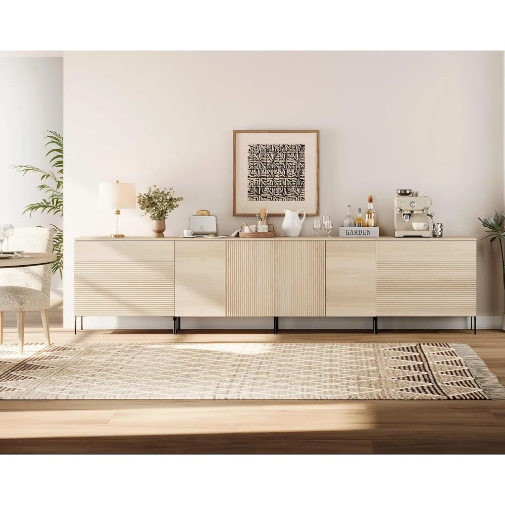 

126" Large Sideboard Buffet Cabinet with Storage, 4-in-1 Fluted Storage Credenza with 6 Drawers & 4 Doors.