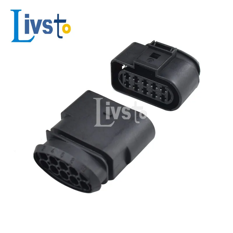 5/10 Sets 10 Pin Male 3.5mm Auto Connector Temp Sensor Plug Waterproof Car Headlight Socket For VW Audi 1J0973835 1J0973735