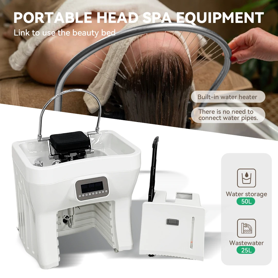 Mobile Head Spa Sink Non Plumbed Shampoo Basin Electric Lift Suitable for Any Massage Bed for Salon Hair Wash