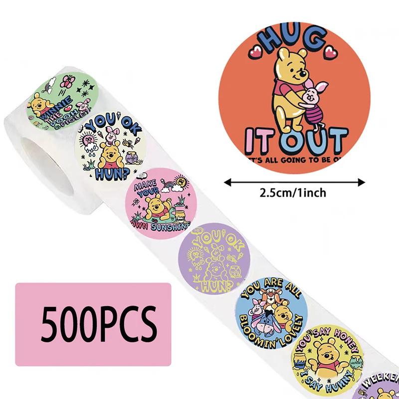 500PCS Winnie The Pooh DIY Stickers Cartoon Anime Figure Image Cute Children's Reward Envelope Sealing Book Decoration Sticker