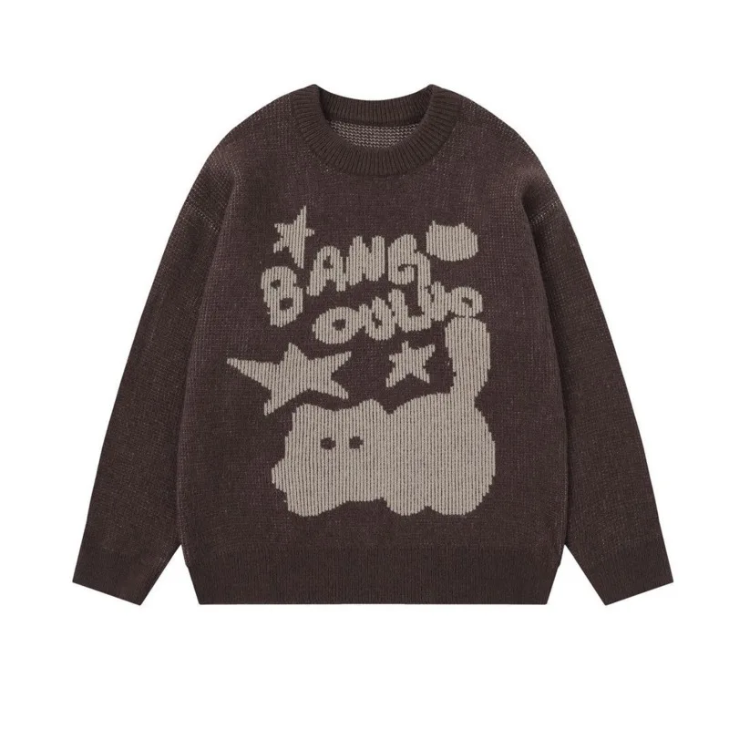 

Autumn and Winter New Fashionable Versatile Loose Knitted Sweater Coat Lazy Style Soft Glutinous Thick Hooded Cartoon Sweater