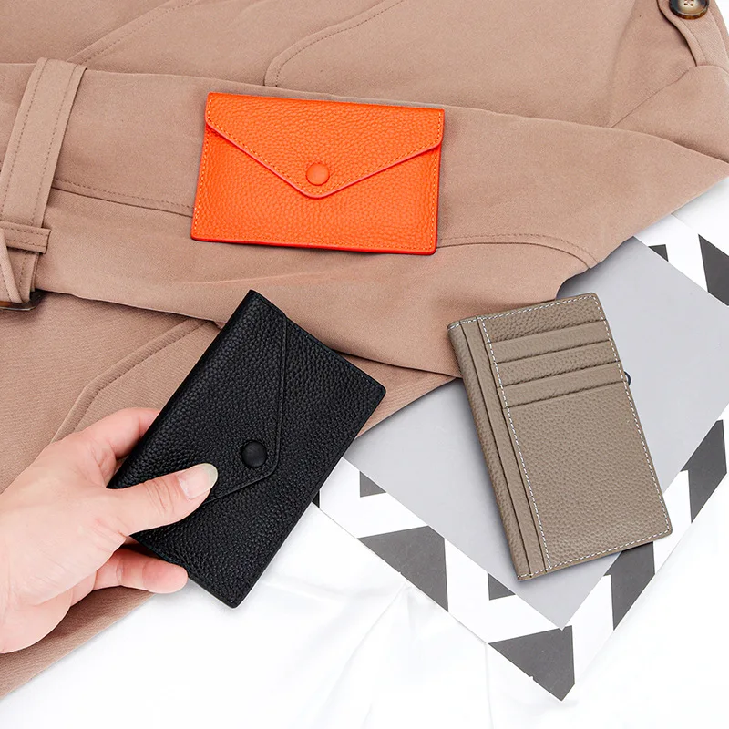 

Женские короткие кошельки для карт из натуральной кожи, модный женский кошелек с узором личи, держатель для карт с несколькими держателями для карт, 2025 новый дизайн