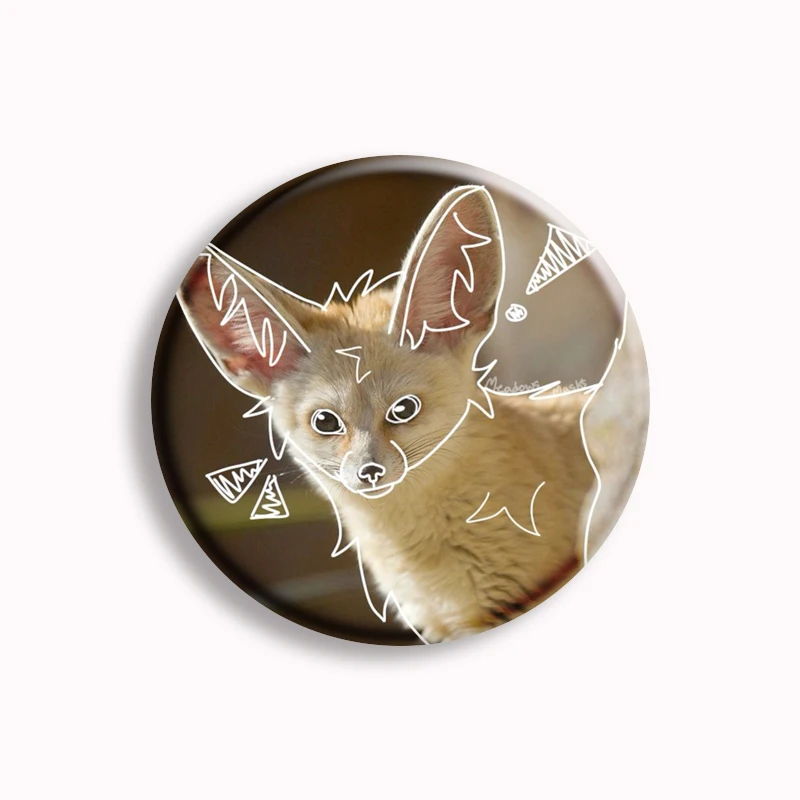 Theta-Delta Therian Sign Fox Cat Cartoon Button Pin I Like Therian Heart Brooch Badge Kawaii Bag Decor Accessories Friends Gifts