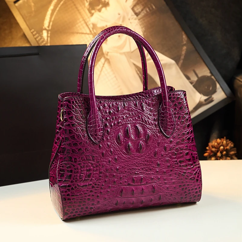 Crocodile pattern women\'s bag 2024 new fashionable and high-end handbag for middle-aged women