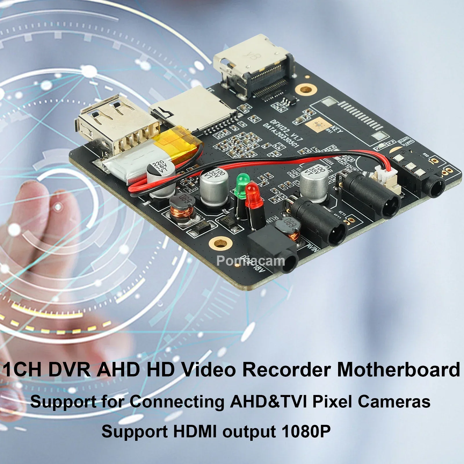 DMA122 board Real-time Preview Mini DVR with AHD&TVI Camera Support and HDMI Output 1080P Support multiple languages