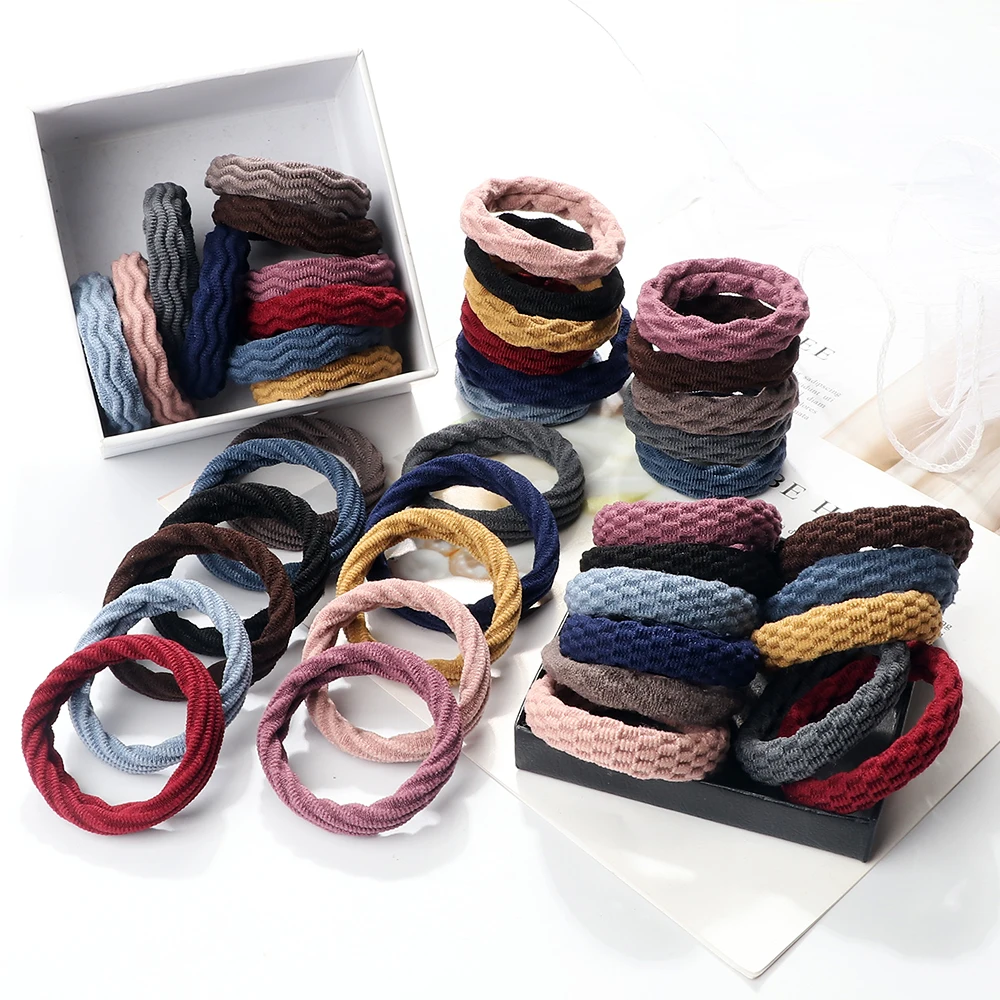 10pcs Basic Solid Color Hair Bands Elastic Simple Scrunchies for Women Girls Hair Ties Rope Accessories Ponytail Holder Headband