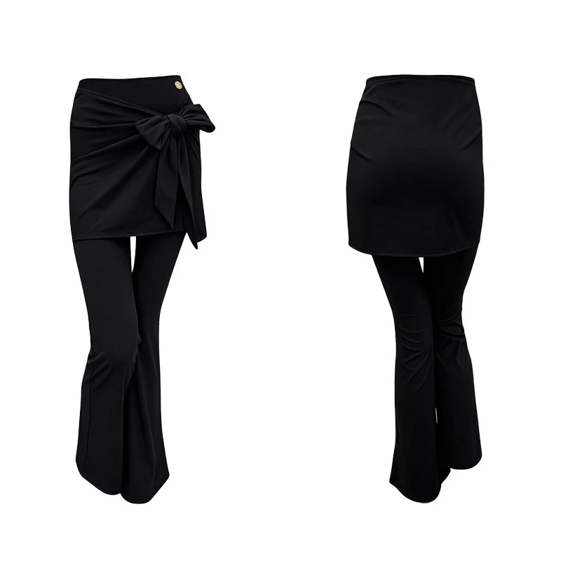 2026 Latin Dance Pants For Women Micro Flared High Waisted Training Pants Adult High Elasticity Ballroom Dance Pants DQS24321