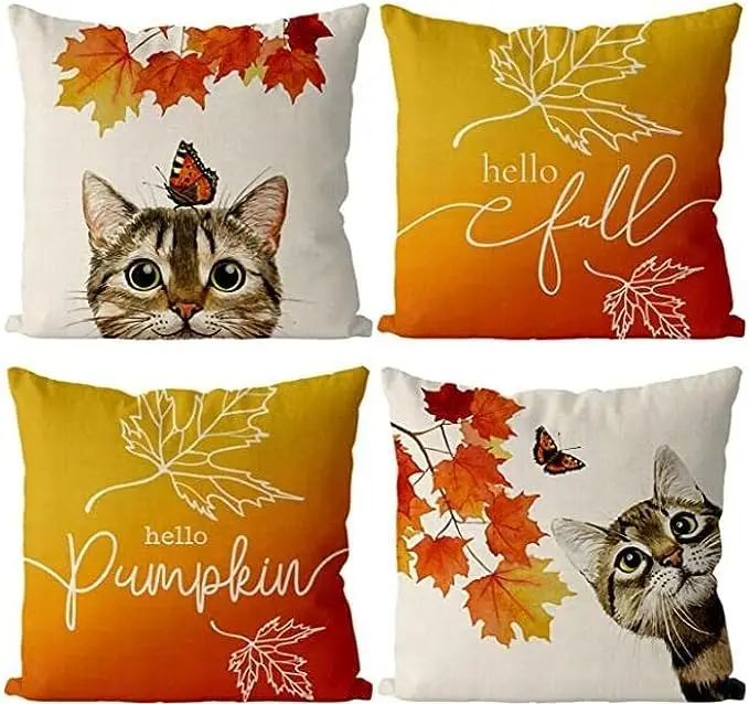 Autumn pillowcase 35X35cm maple leaf autumn thanksgiving pillowcase cushion cover farmhouse home decoration