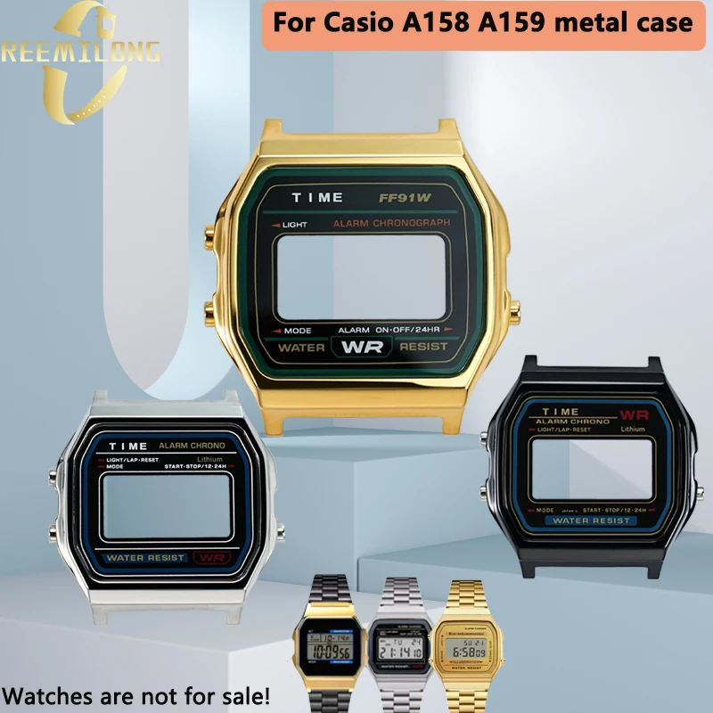 A158 stainless steel case mod kit for Casio A159W-N1/A158WA Retro metal case A159 Case bezel with glass and waterproof ring tool
