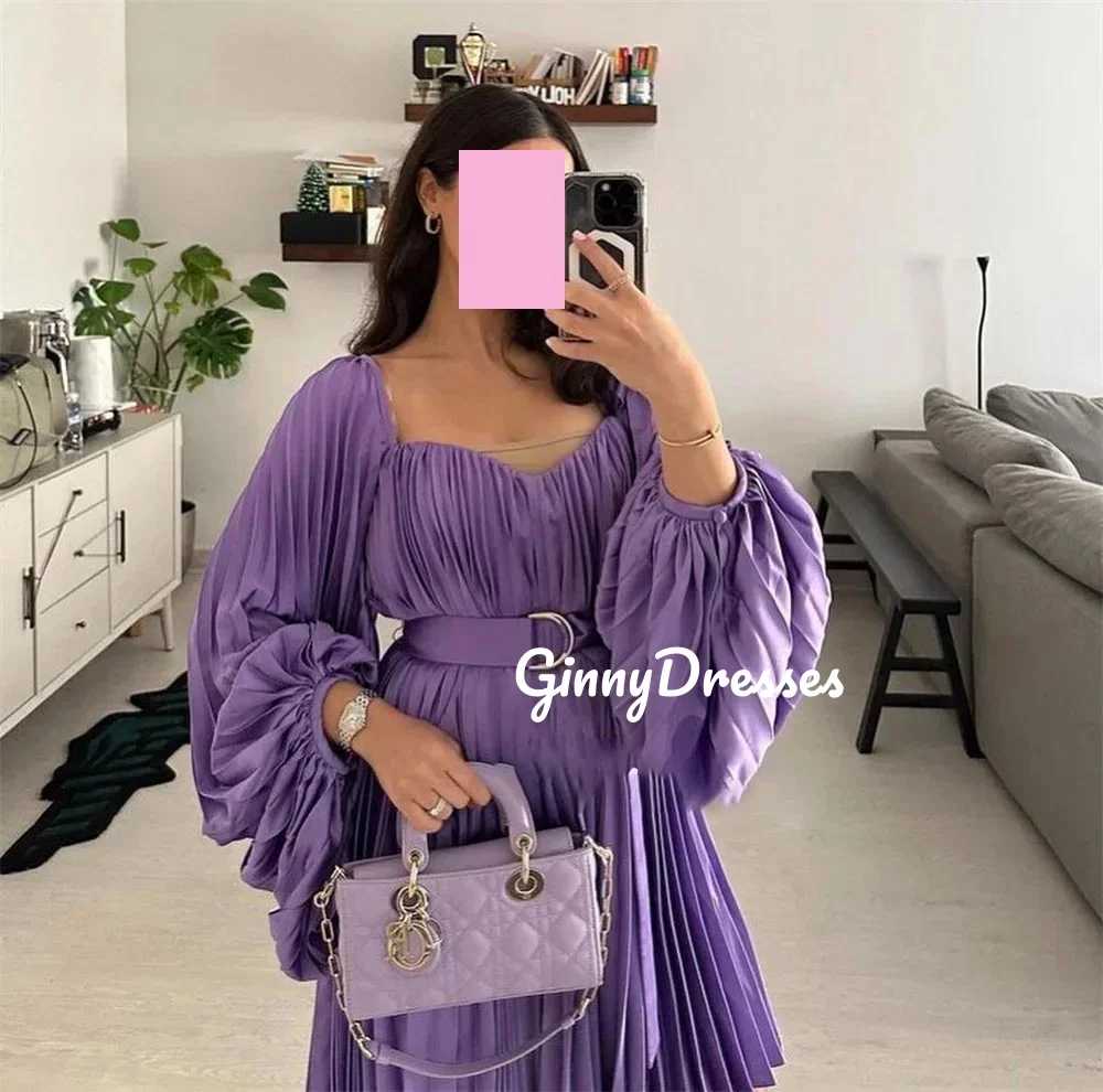 

Customized Evening Dresses A-Line One-Shoulder Short Ruffle Elegant Party Dresses For Women Zipper Up Long Sleeves فستان حفلات ا